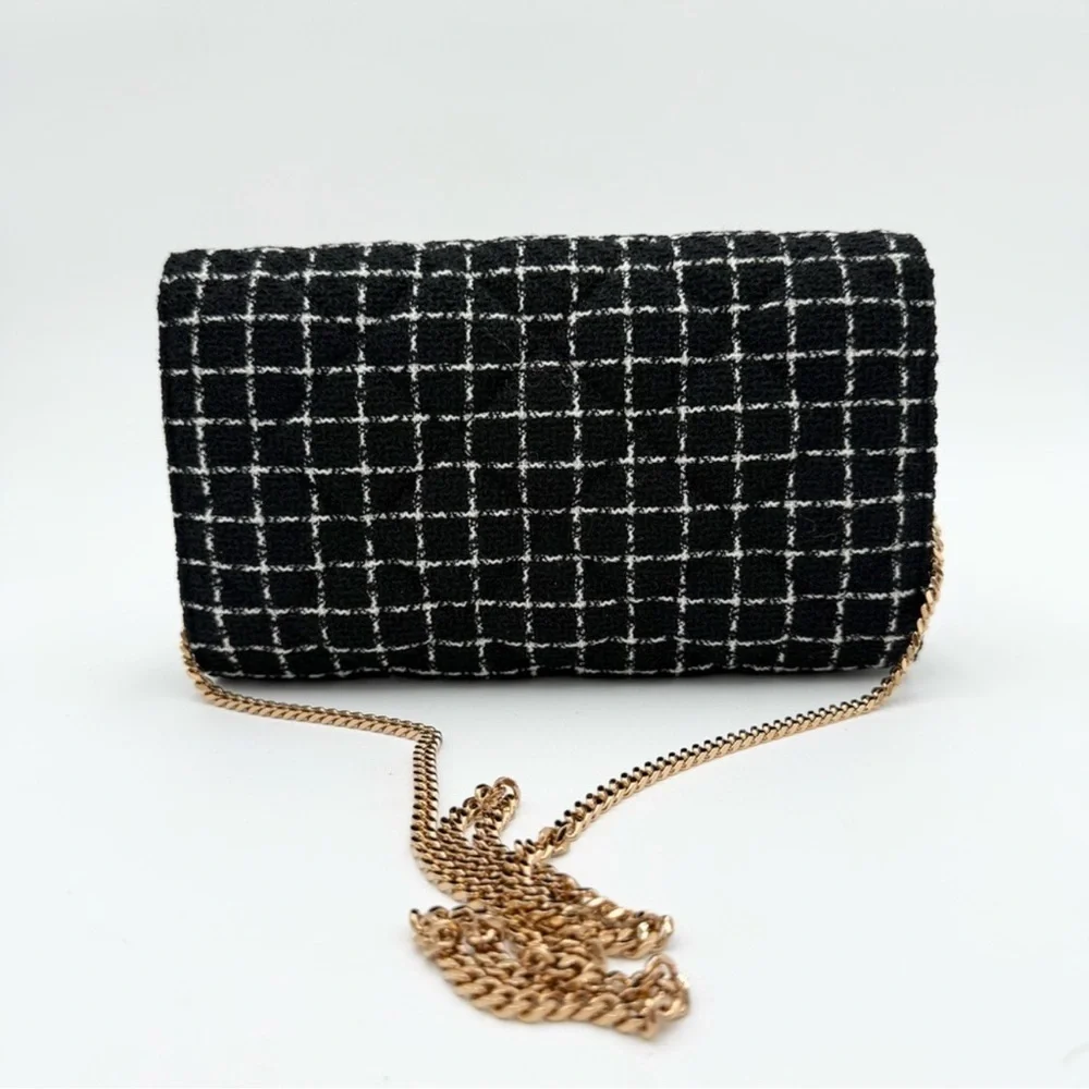 Versace Medusa Quilted Tweed Wallet/Crossbody with Lambskin Leather Interior NWT